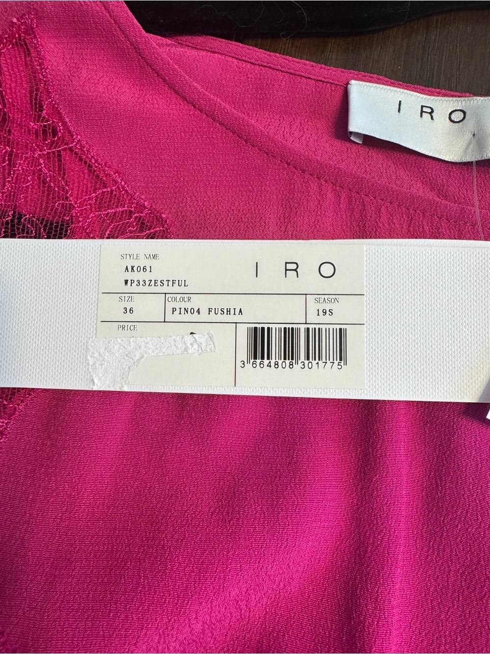 IRO Zestful Fuchsia Lace Ruffle Mini Dress Silk Feel Size 36 Small NWT - Picture 10 of 13